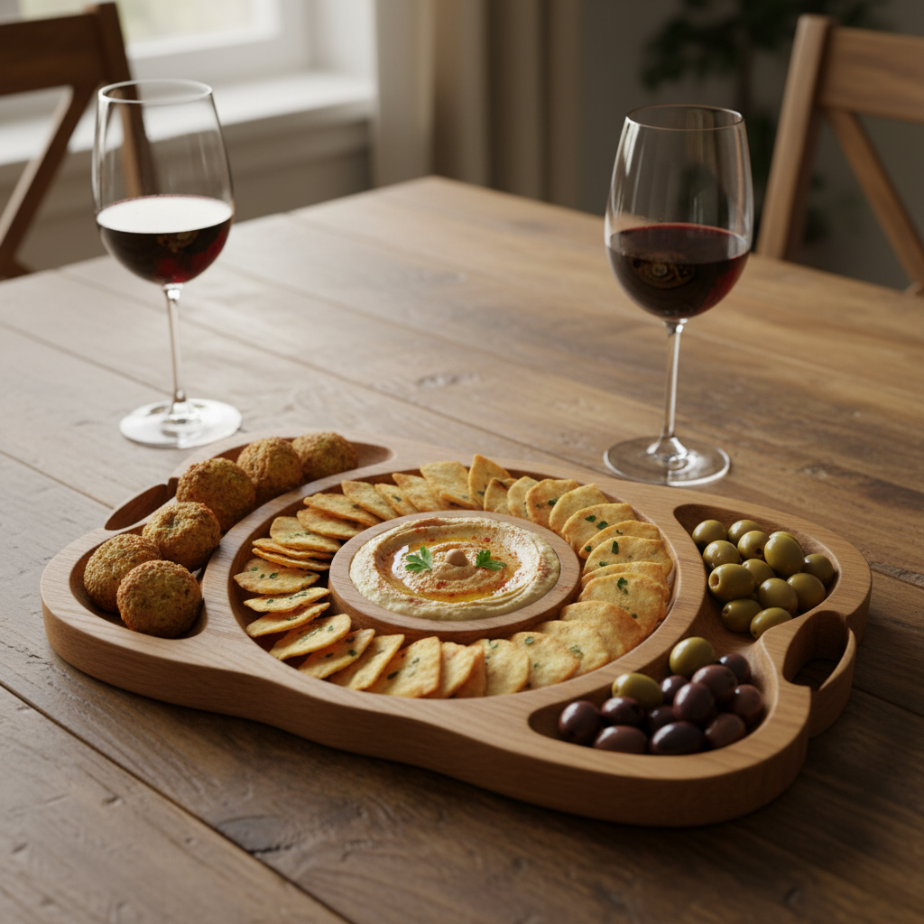 Oval Tri-Part Serving Board, Handmade USA - Free Engraving (MSTRAY010)