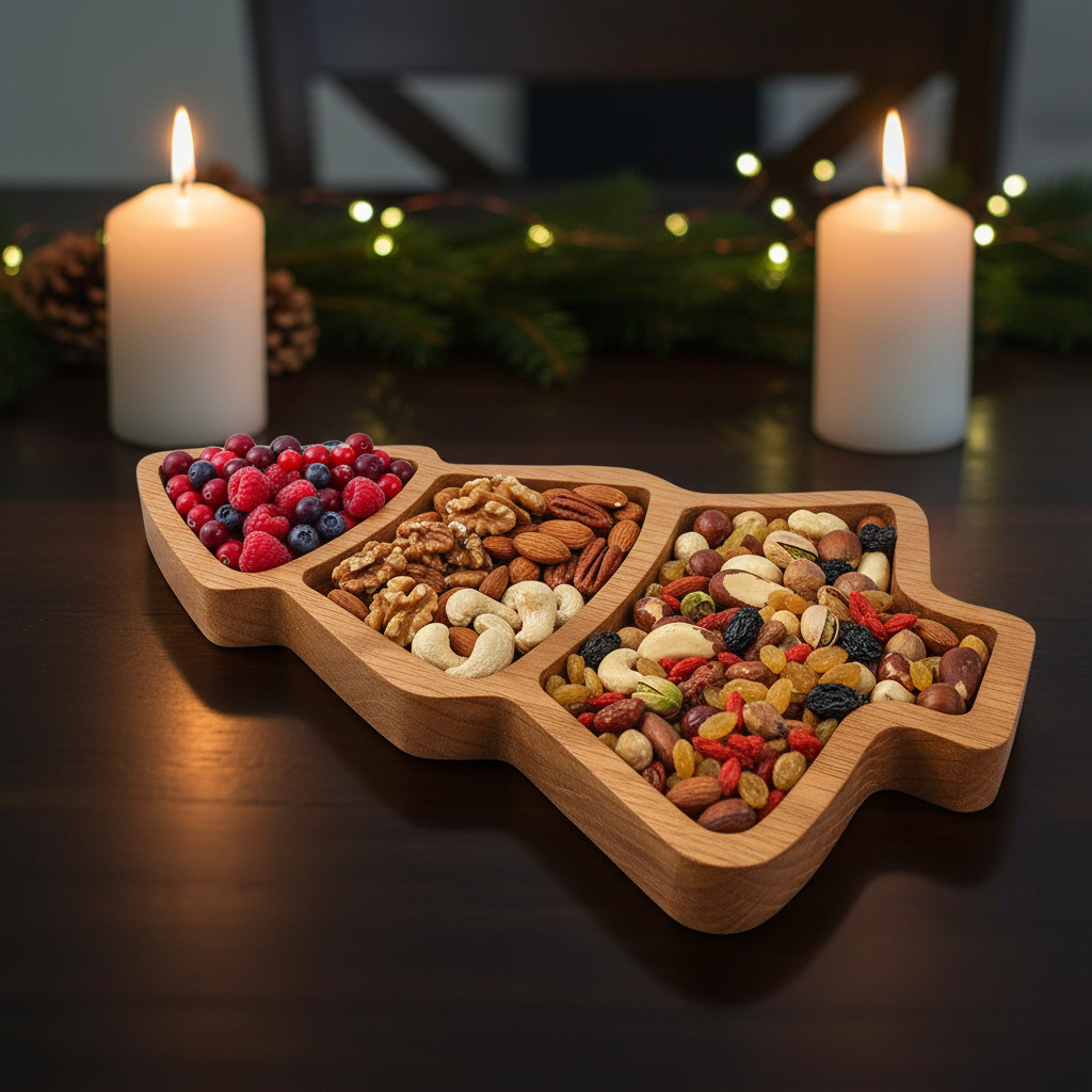 Christmas Tree Trio Tray, Handmade USA - Free Engraving (SSTRAY018)